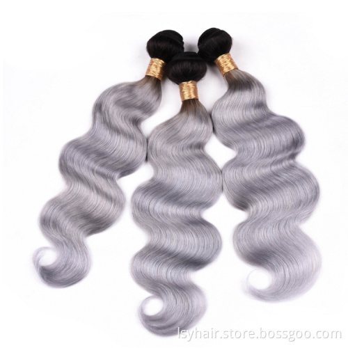 Cheap Raw Brazilian Virgin Remy Hair Silver And Grey
